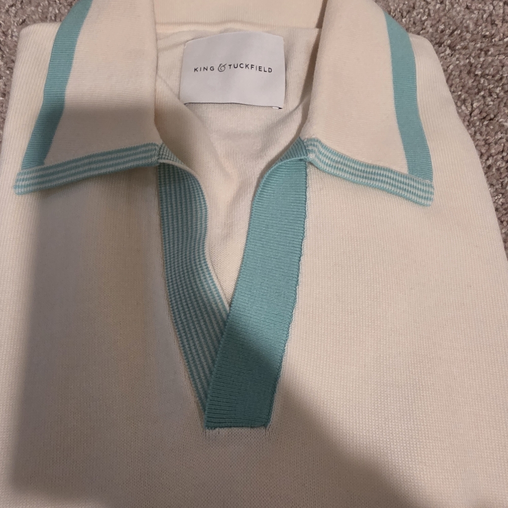 King & Tuckfield: Cream and Blue Polo Shirt